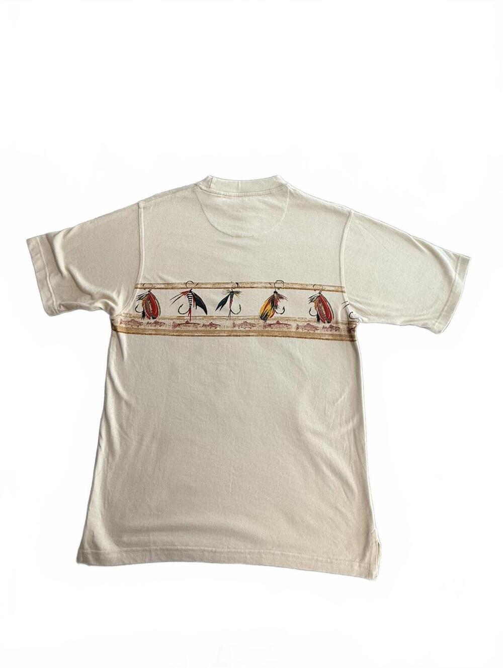 Vintage Woodland Trail Fishing T-Shirt Lures Graphic Tee Gorpcore Nature Beige L